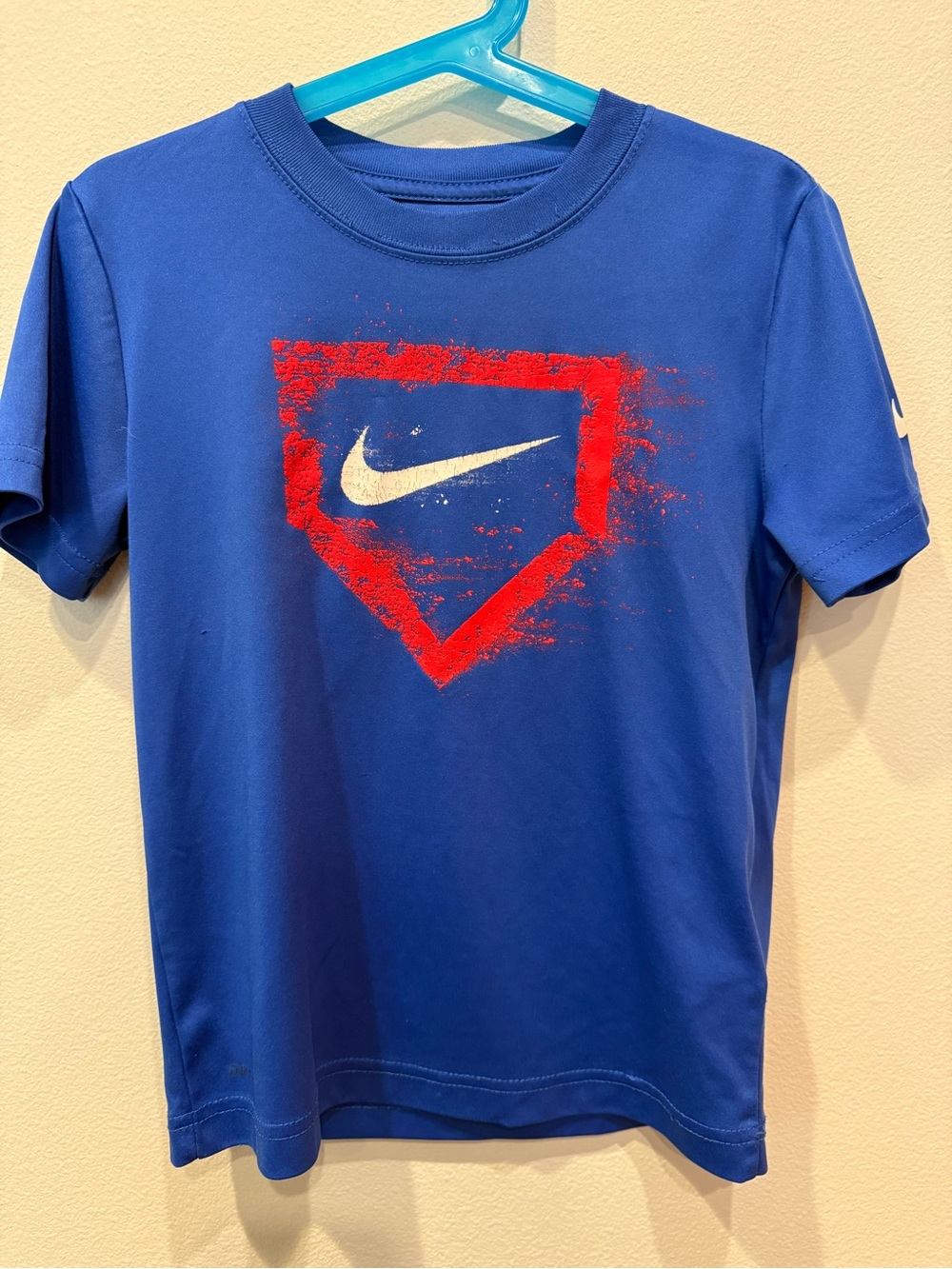 Nike Blue Short-Sleeve Tee with Red Shield and White Swoosh